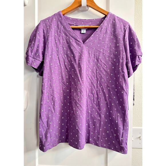 Liz Claiborne Womens M Purple PH Short Sleeved Top - Picture 1 of 6